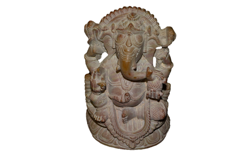 Handcrafted Sculpture in Soapstone Elephant Head God Ganesha