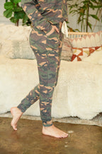 Brushed Camouflage Top and Joggers Set with Self Tie