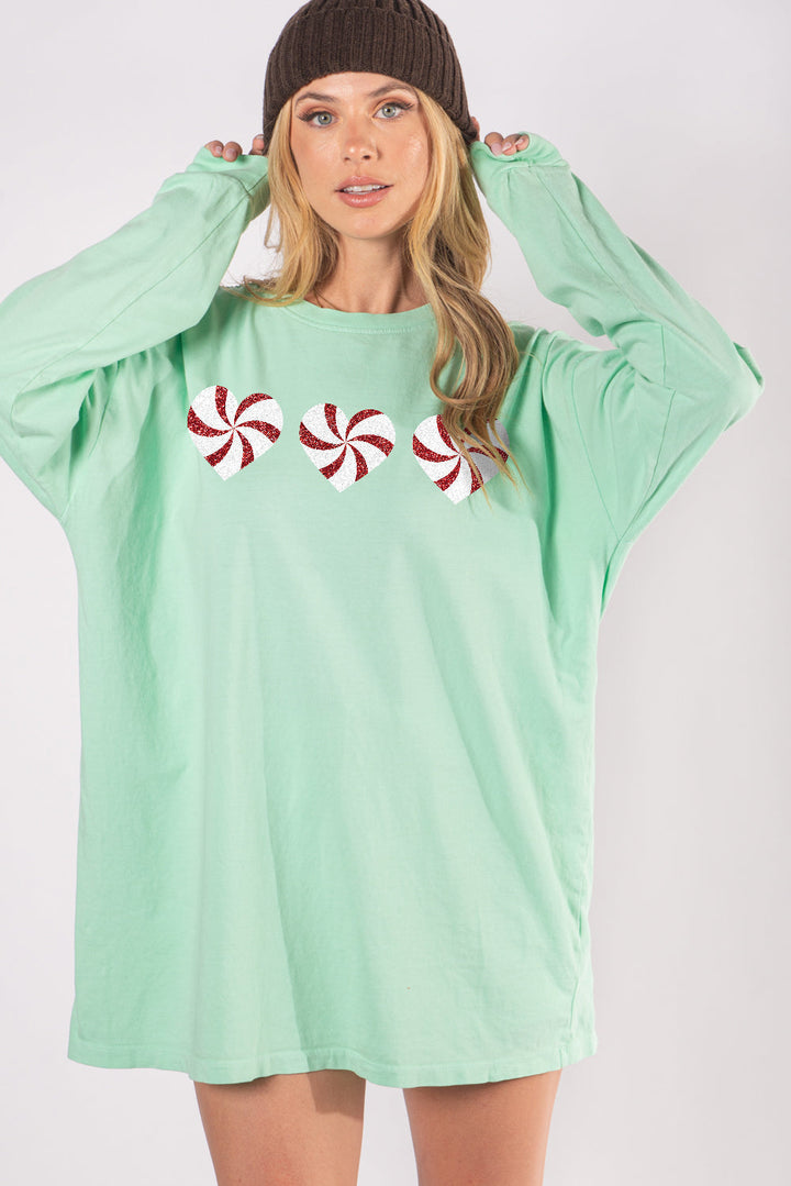 Washed Peppermint Candy Oversized Graphic Tees