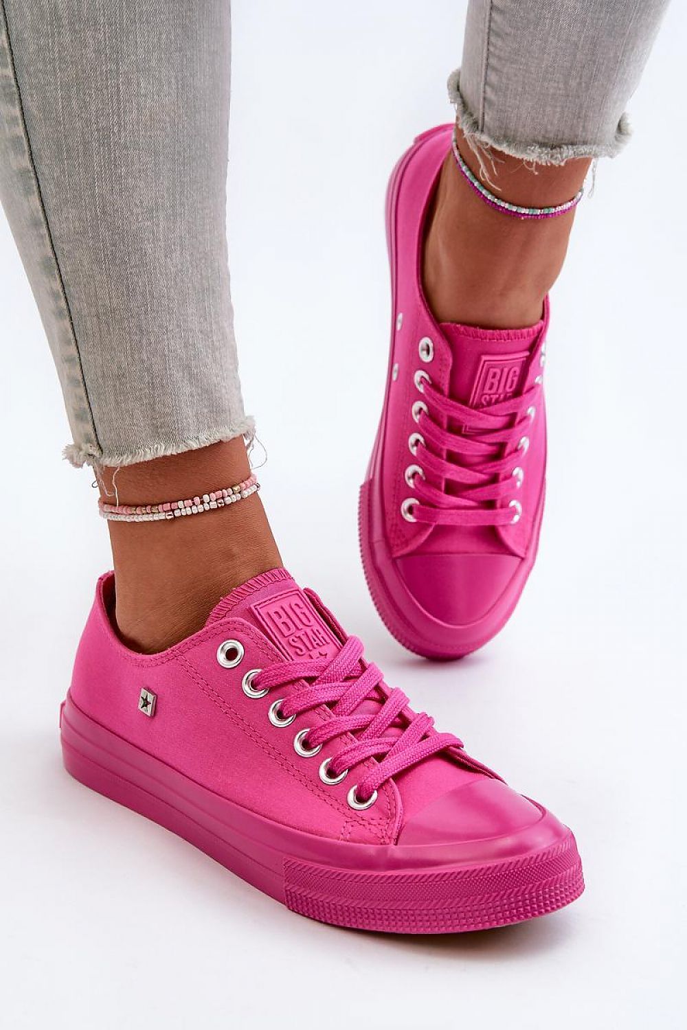 Pink Fabric Sneakers