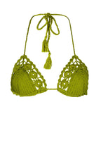 El Diamante Moss Green Hand-Crocheted Bikini Top