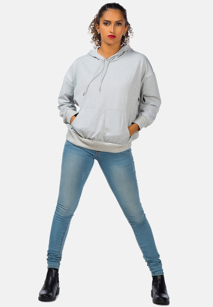 Melange Pullover Drawstring Hoodie