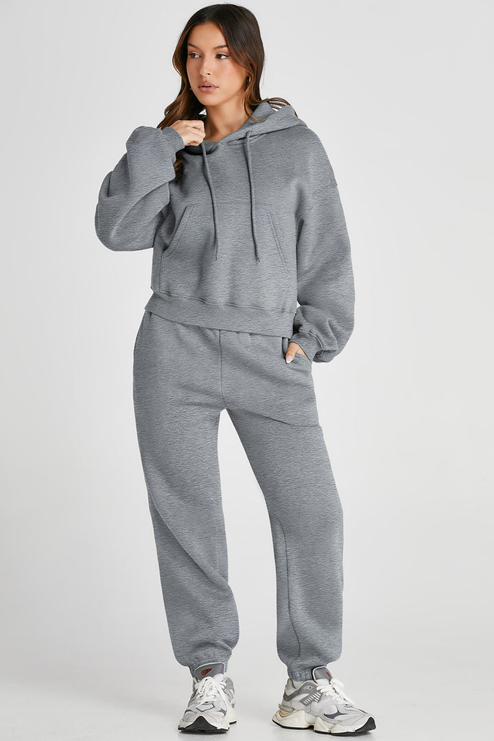 Hoodie and Pants Active Outfit Set Grey