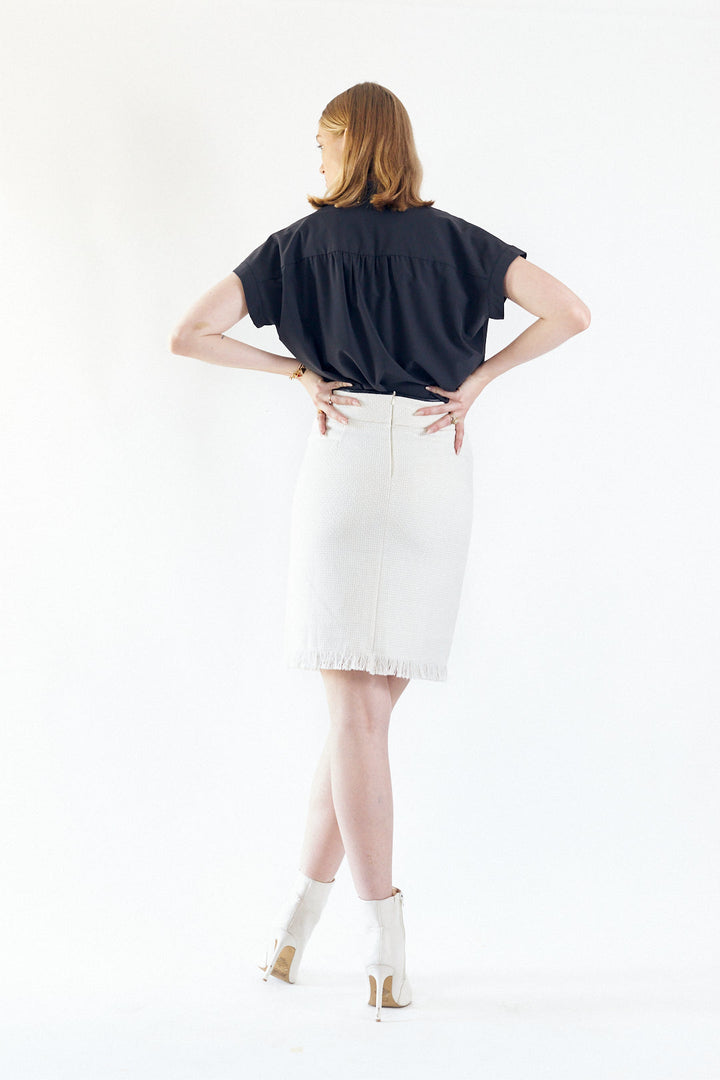 Power Woman White Tweed Skirt