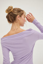 Taro Off Shoulder Ribbed Knit Top