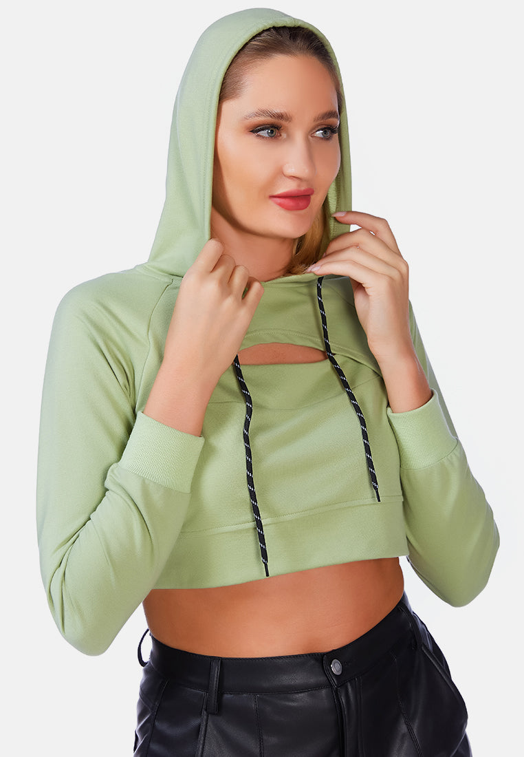 All Relaxed Front Slit Cropped Hoodie