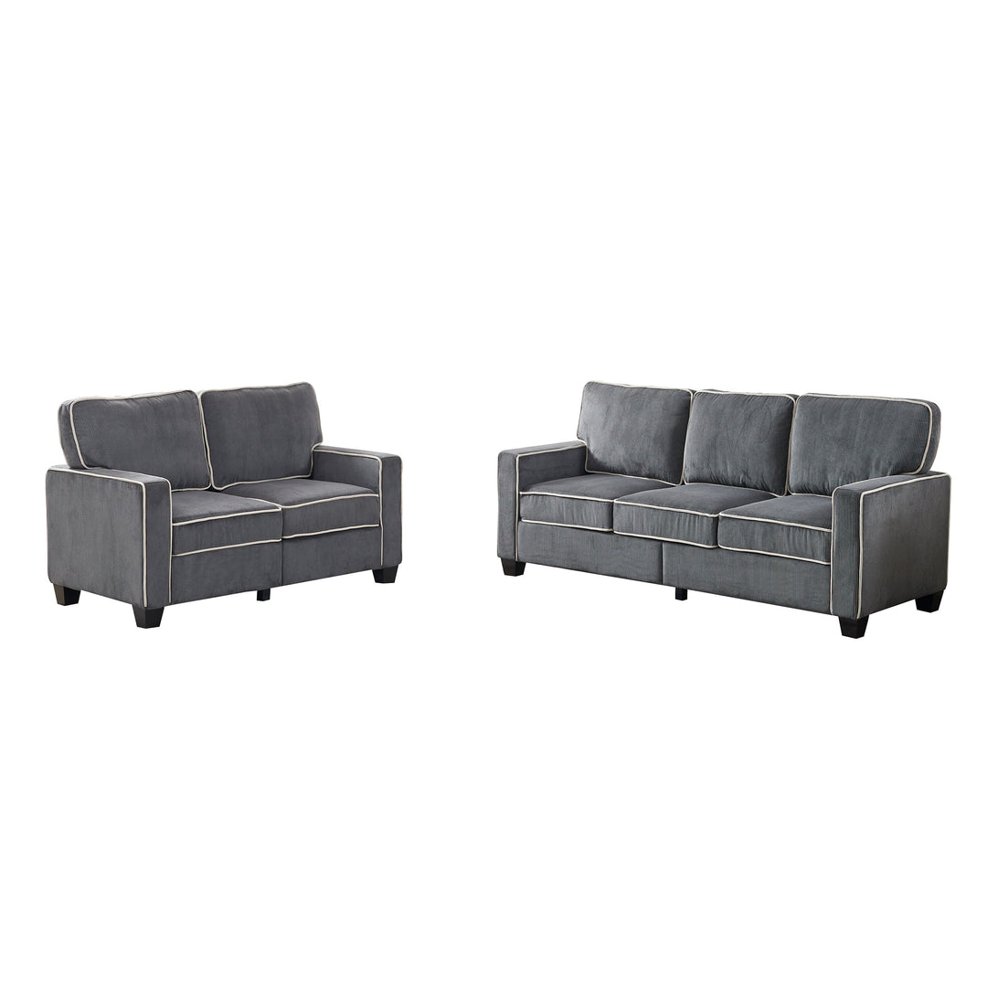 Living Room Sofa Set 2+3 Seat Dark Grey Corduroy