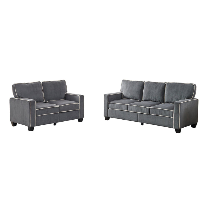 Living Room Sofa Set 2+3 Seat Dark Grey Corduroy