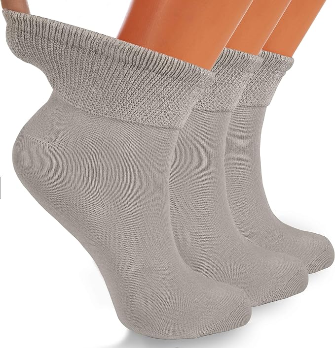 Diabetic Ankle Socks Cotton Size 5-7 3 Pairs