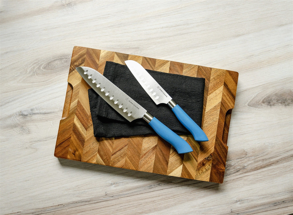 EcoCut 2-Piece Santoku Knife Set with Blade Guards | Blue