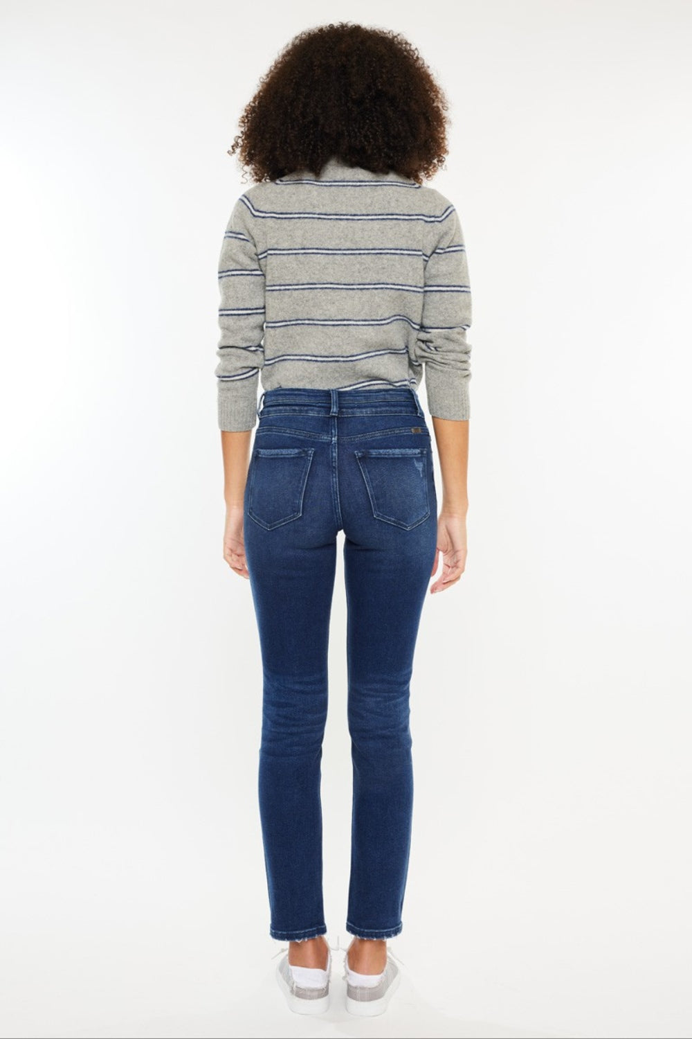 Dark Blue High Rise Slim Straight Jeans