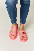 Legend Double Buckle Open Toe Sandals Pink