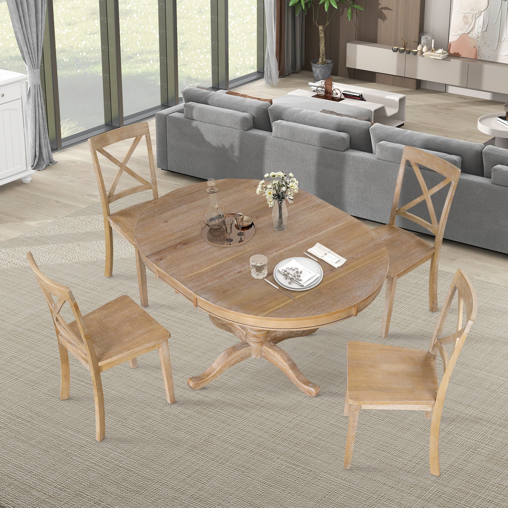 Modern Dining Table Set For 4 Round Table 4 Chairs