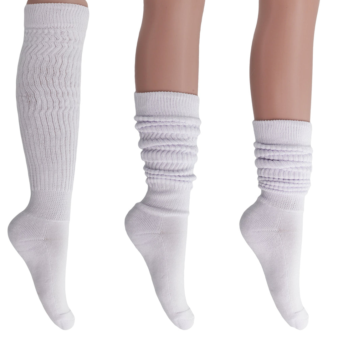 Cotton Women's Extra Long Heavy Slouch Socks 6 Pairs