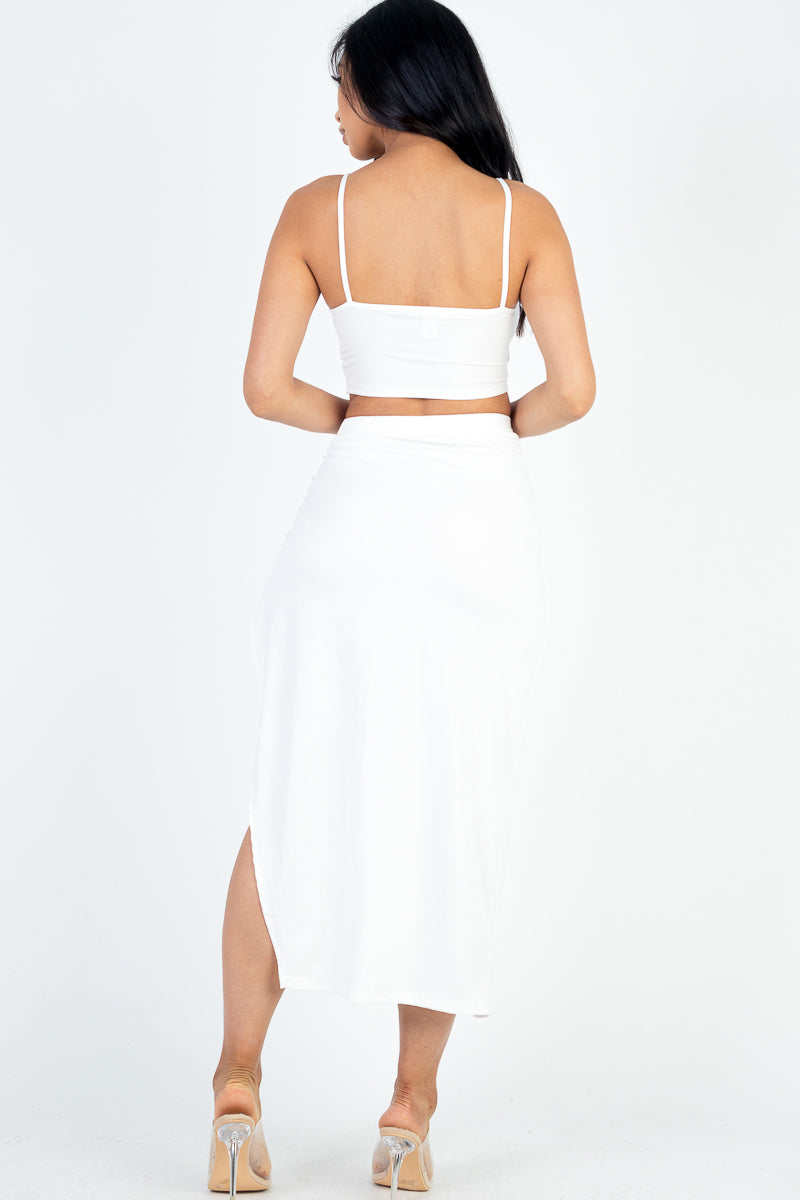 Crop Cami & Split Thigh Maxi Skirt Set