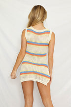 Retro Striped Knit Coverup Dress