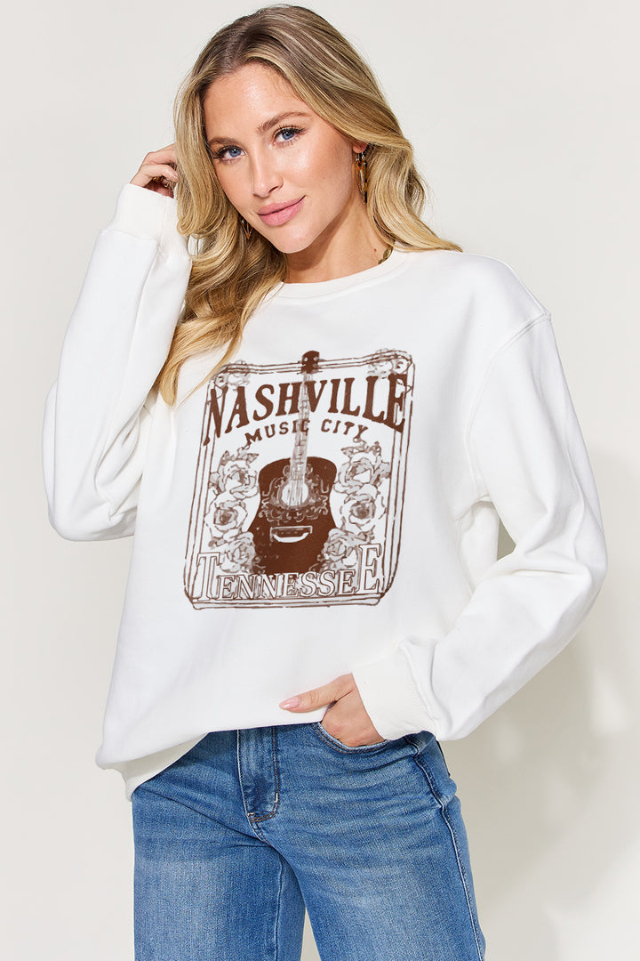 Nashville Graphic Print Long Sleeve Sweatshirt
