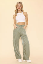 Satin Wide Leg Cargo Pants