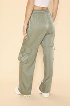 Satin Wide Leg Cargo Pants