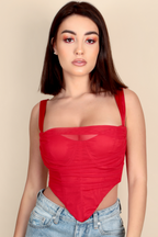 Romance Red Bustier Corset Crop Top
