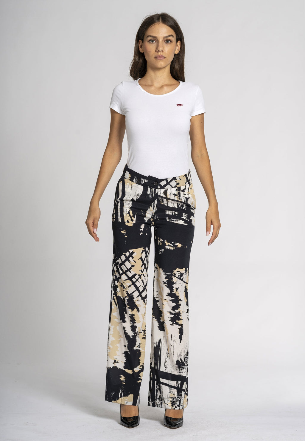 Lavanda Silk Print Wide-Leg Trousers