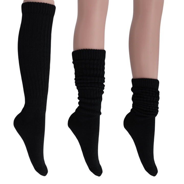 Cotton Women's Extra Long Heavy Slouch Socks 6 Pairs