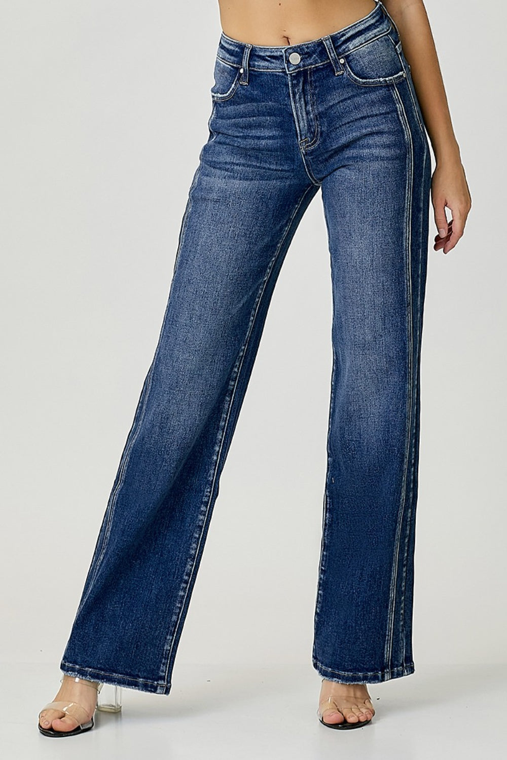 Classic Blue Mid Rise Straight Jeans