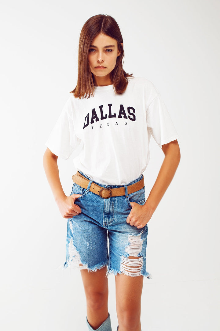 T-Shirt with Dallas Texas Text in White