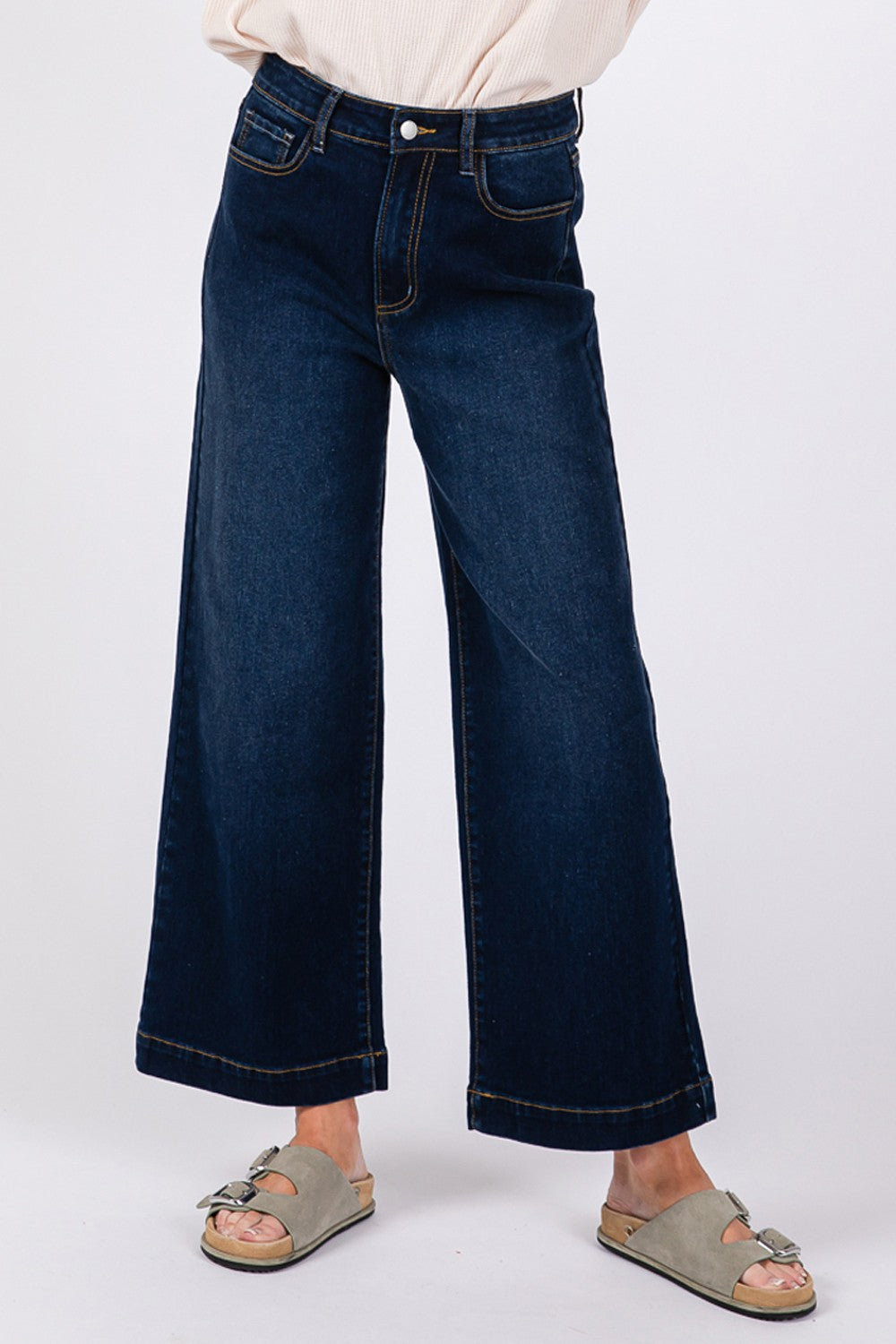 Denim Blue High Waist Wide Leg Jeans