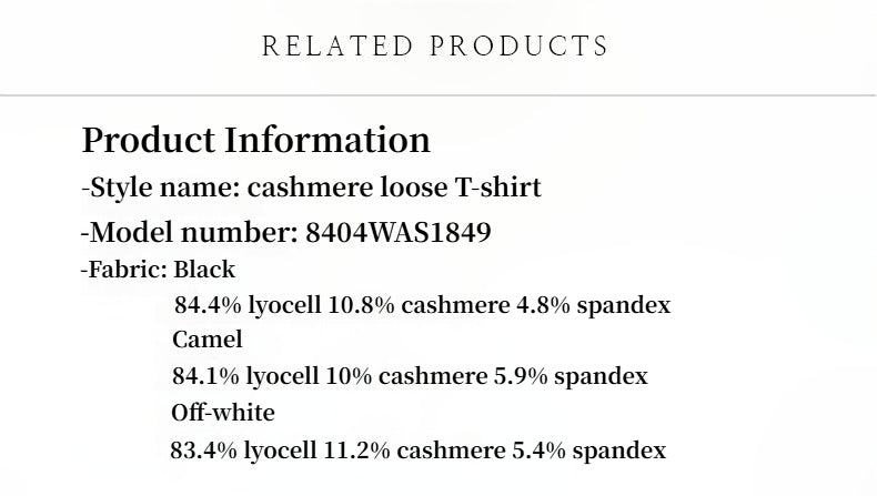 Loose Fit Cashmere Round Neck Short Sleeve Top 'Soft Cloud'