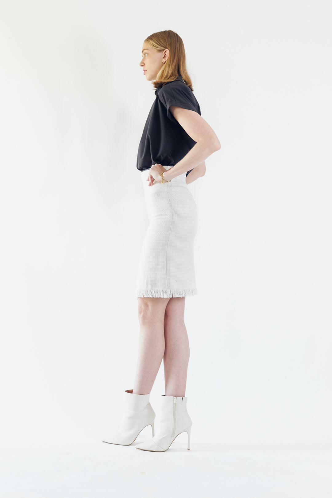 Power Woman White Tweed Skirt