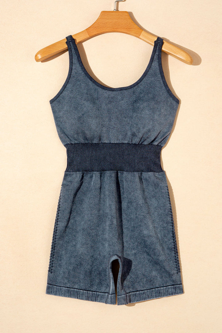 High Waist Athletic Romper Carbon Washed Grey