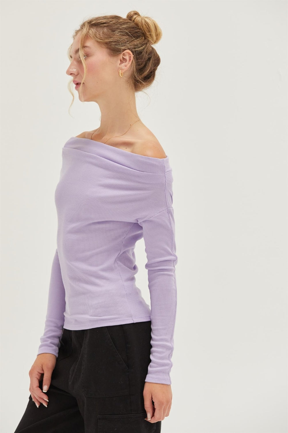Taro Off Shoulder Ribbed Knit Top