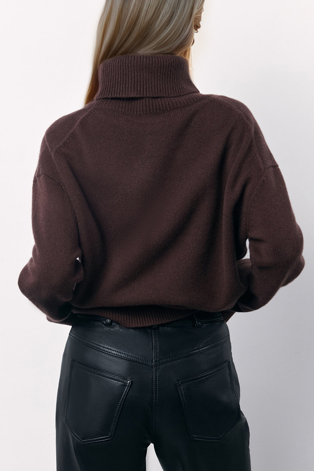 Turtleneck Long Sleeve Dropped Shoulder Sweater