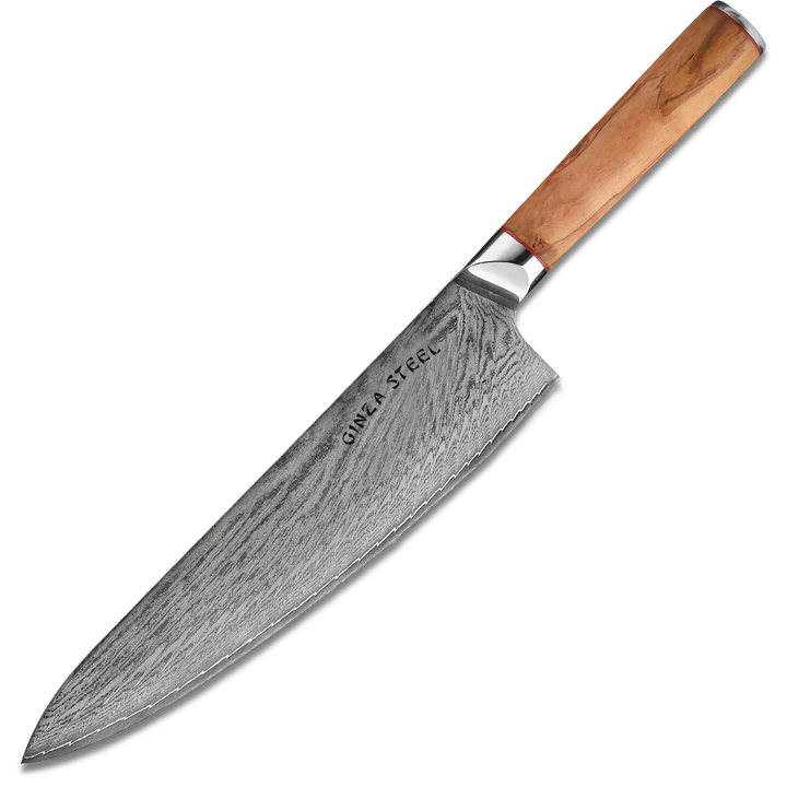 MIA 24 Chef Knife 9" Damascus AUS10 Steel 67 Layer Italian Olive Wood Handle