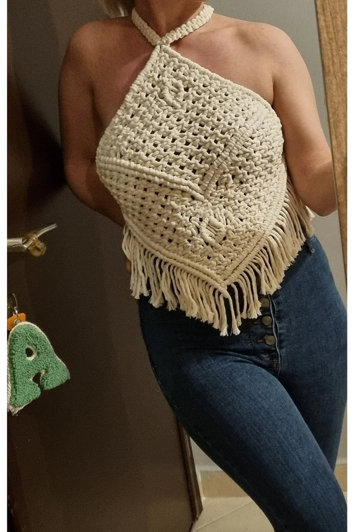 Handmade Cotton Makrame Festival and Beach Crop Top