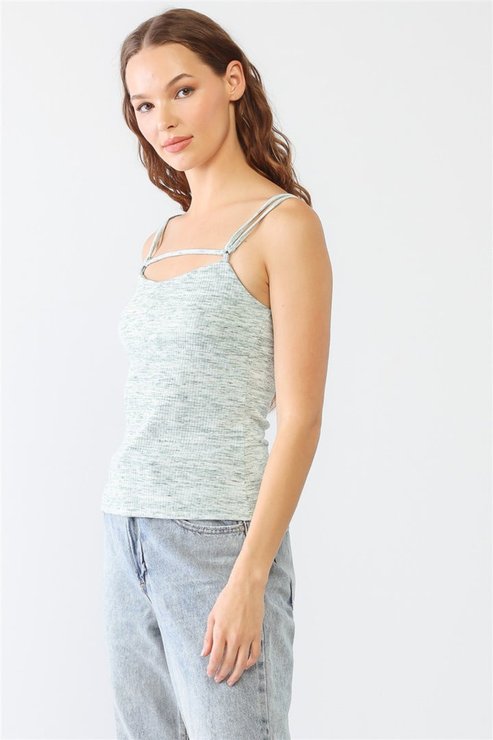 Heathered Ribbed Adjustable Strap Cami