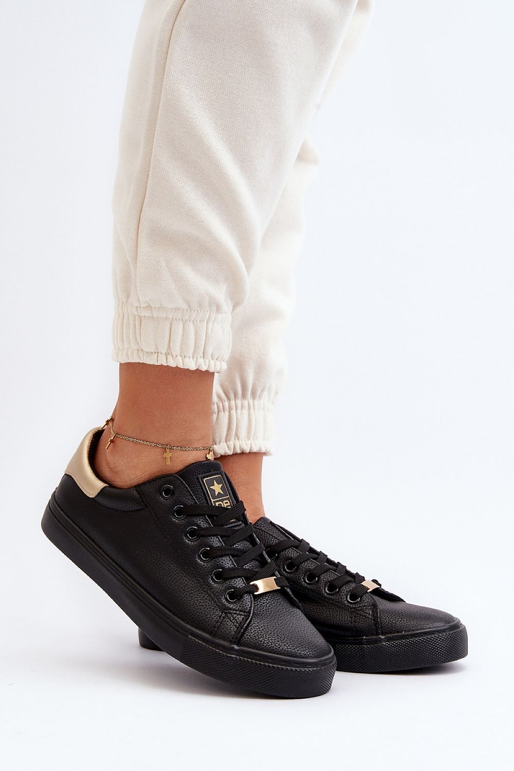 Black Eco Leather Sneakers