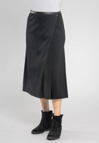 Masha Black a Line Split Midi Skirt