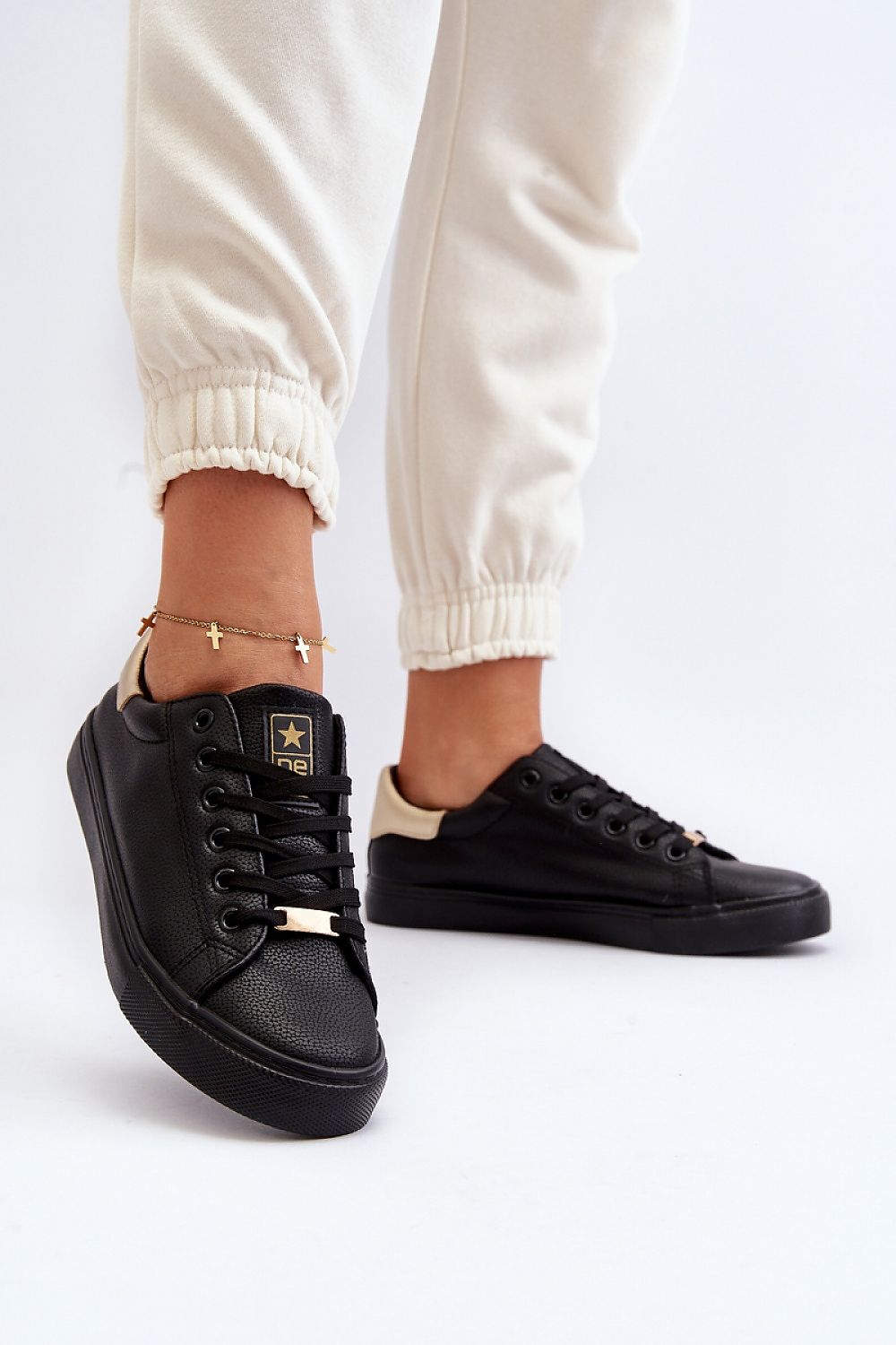 Black Eco Leather Sneakers