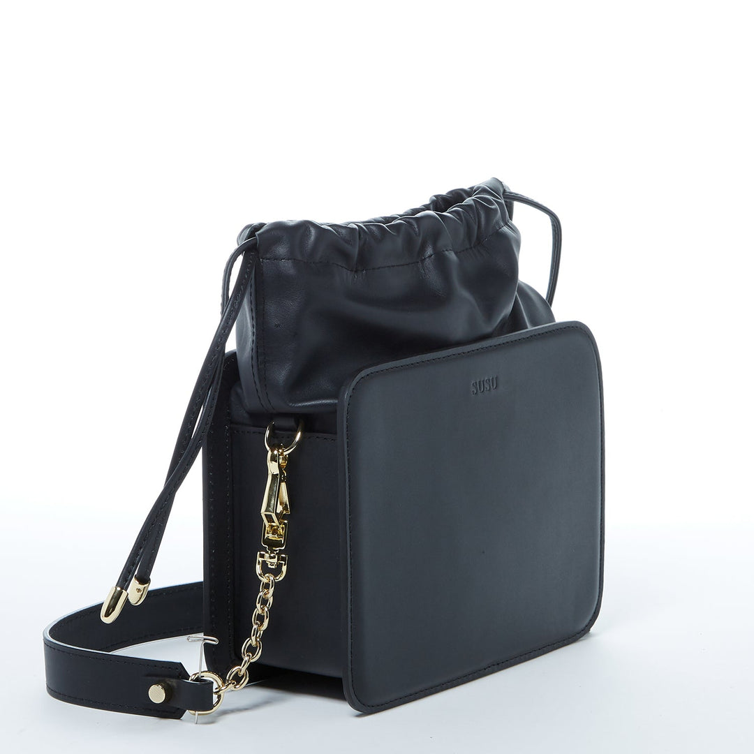 Patricia Black Leather Purse Drawstring