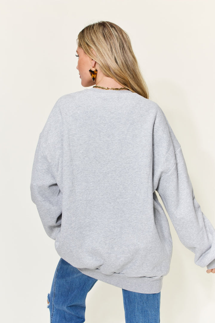 Full Size Letter Graphic Long Sleeve Sweatshirt
