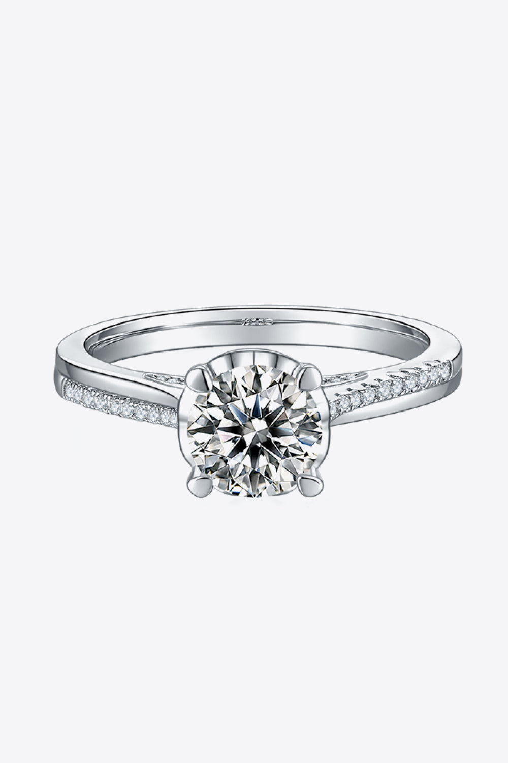 Adored 1 Ct Moissanite 925 Sterling Silver Side Stone Ring
