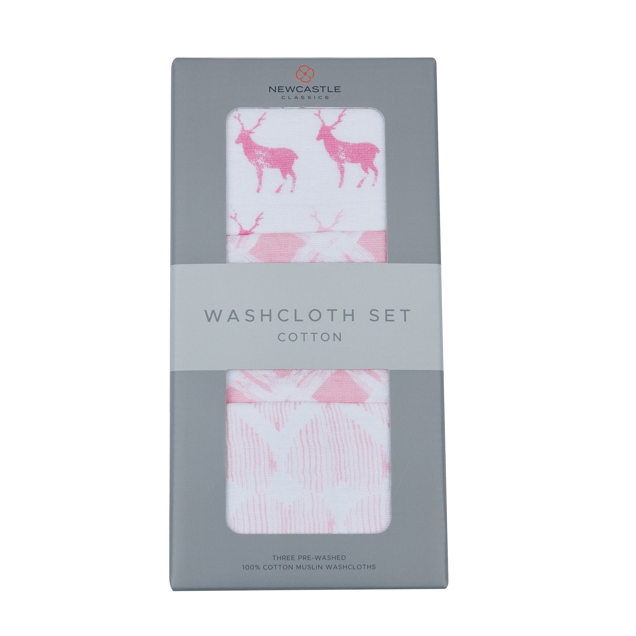 Pop of Pink Cotton Washcloth Set 3pk
