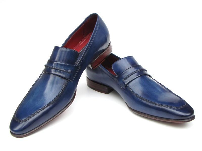 Paul Parkman Men's Loafer Shoes Navy Leather Upper and Leather Sole