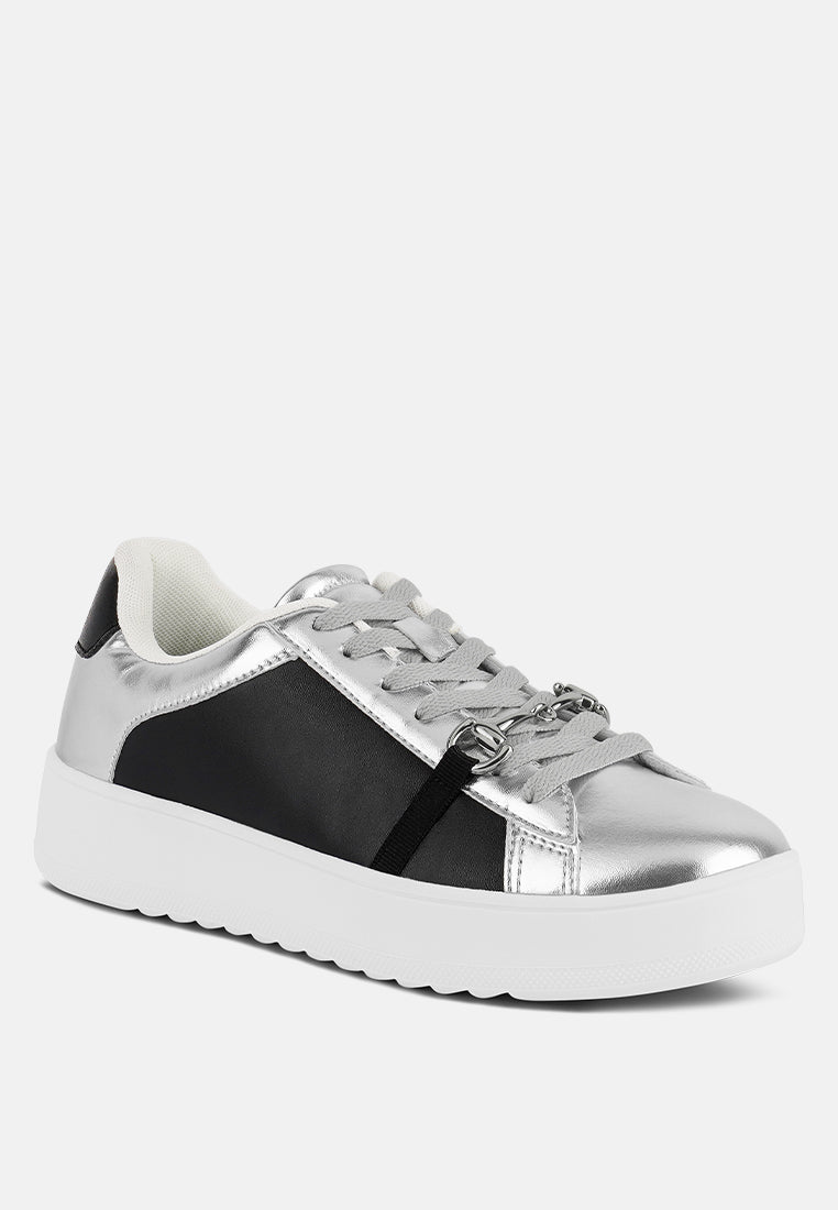 Nemo Contrasting Metallic Faux Leather Sneakers