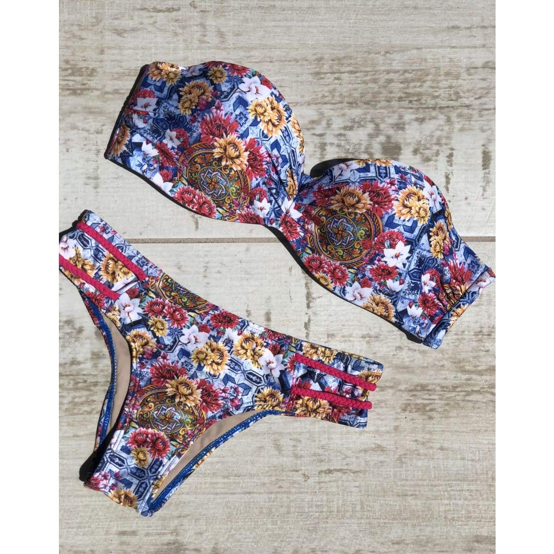 MAR RIO Floral Bandeau Brazilian Bikini Aurora