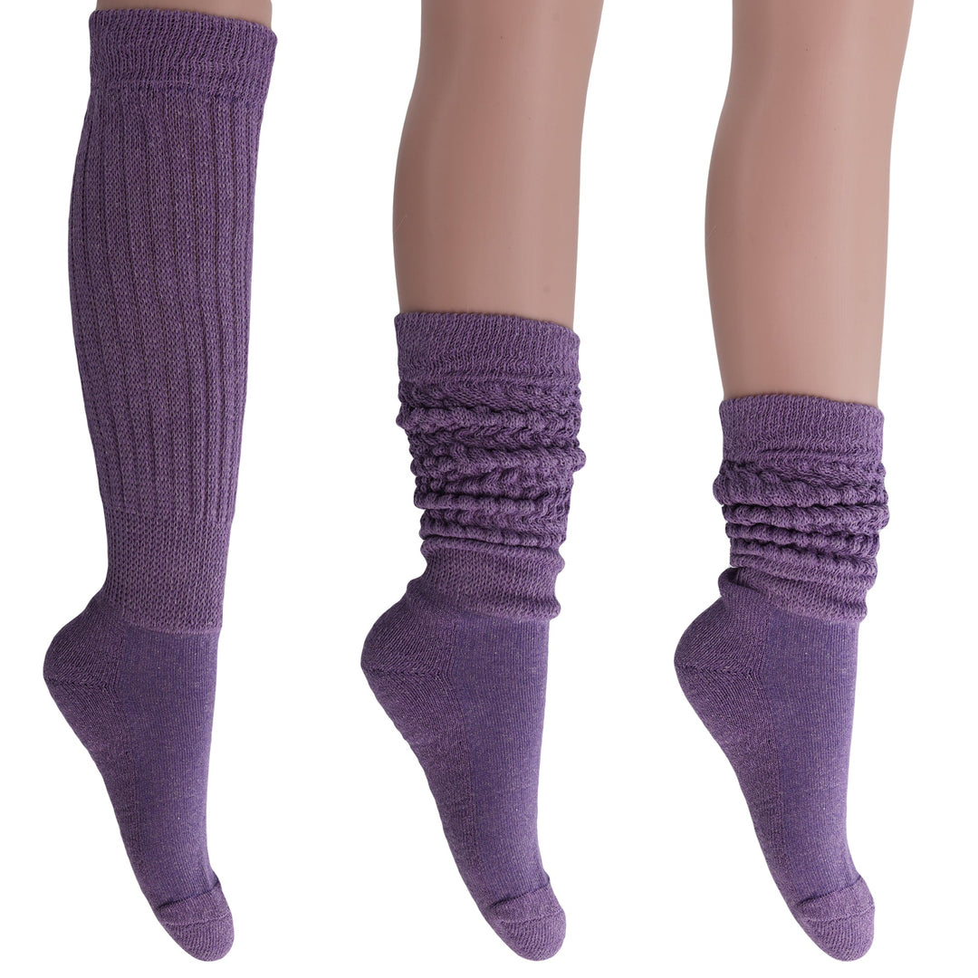 Cotton Women's Extra Long Heavy Slouch Socks 6 Pairs