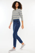 Dark Blue High Rise Slim Straight Jeans