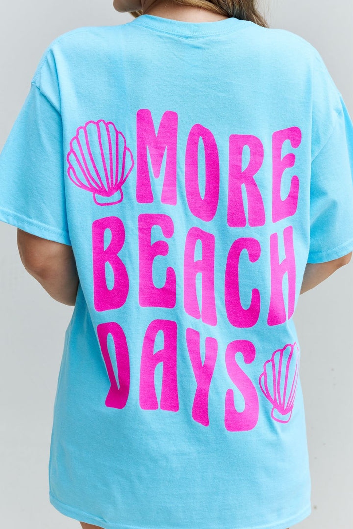 More Beach Days Oversized Graphic T-Shirt Aqua